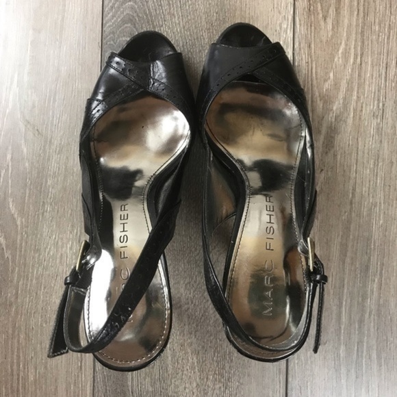 Marc Fisher Peep Toe Black Heels - Picture 5 of 6